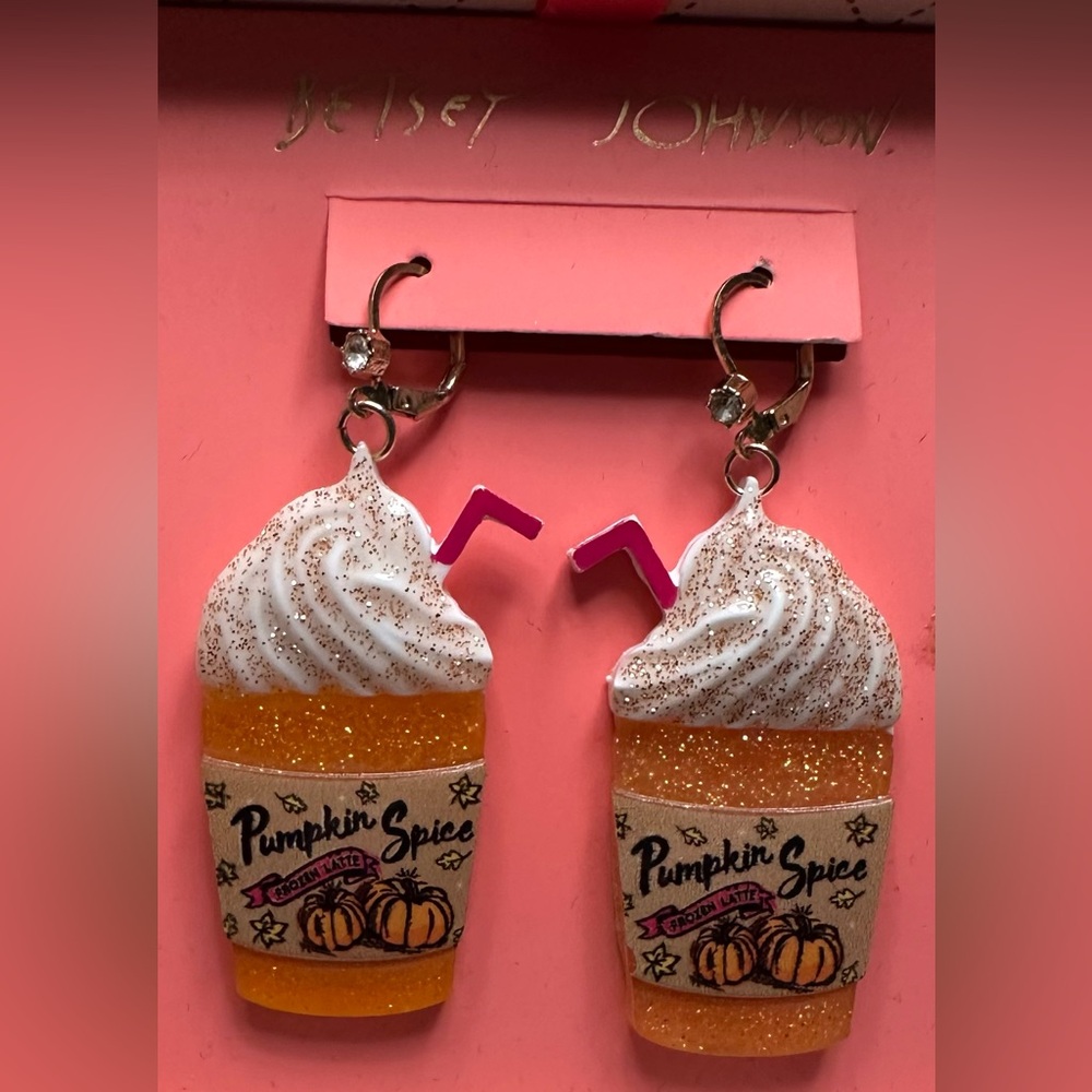 Betsey Johnson Pumpkin Spice Earrings with Pink and Orange